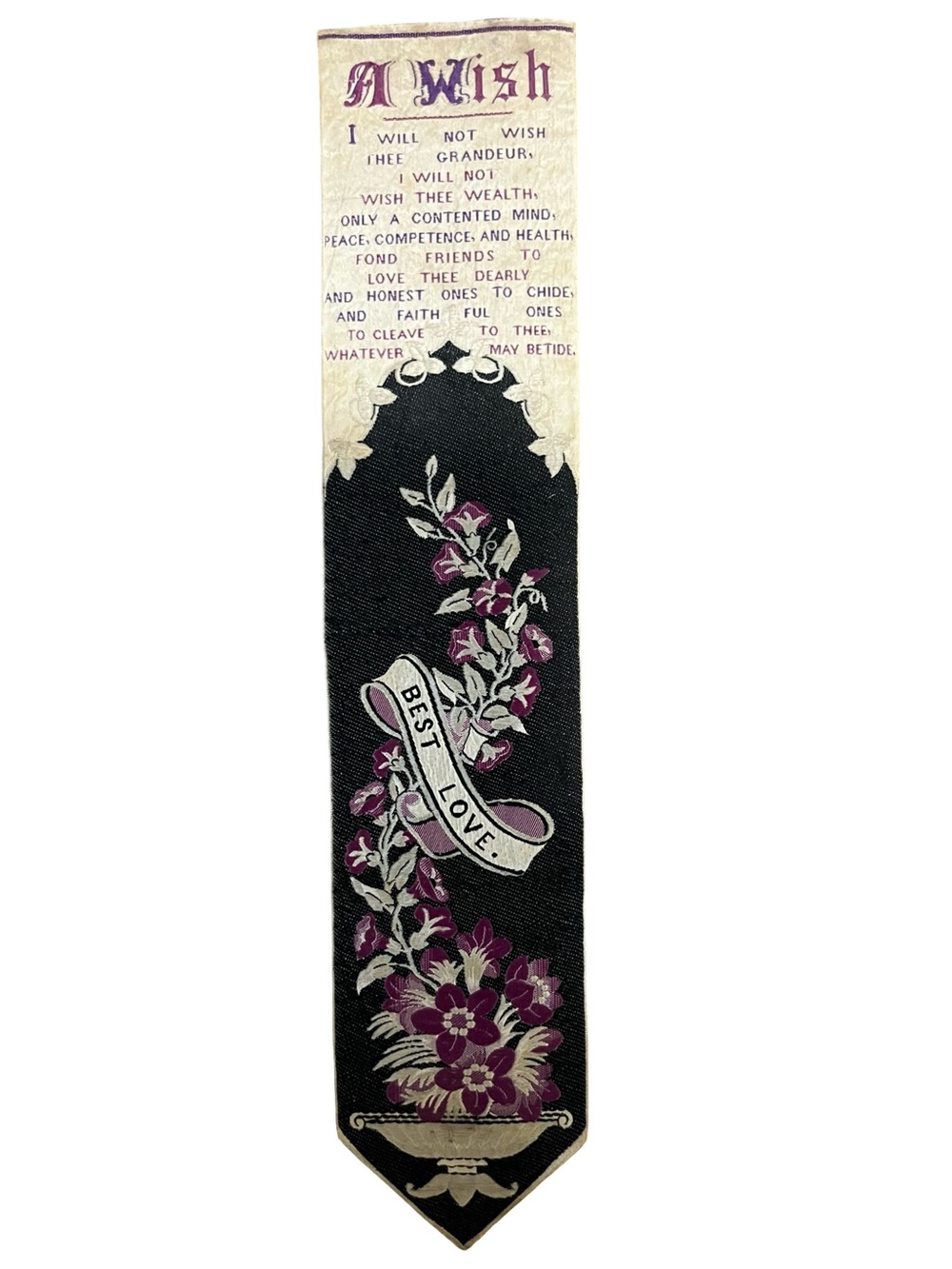 T. Steven's Coventry silk bookmark "A Wish" antique history collector authentic